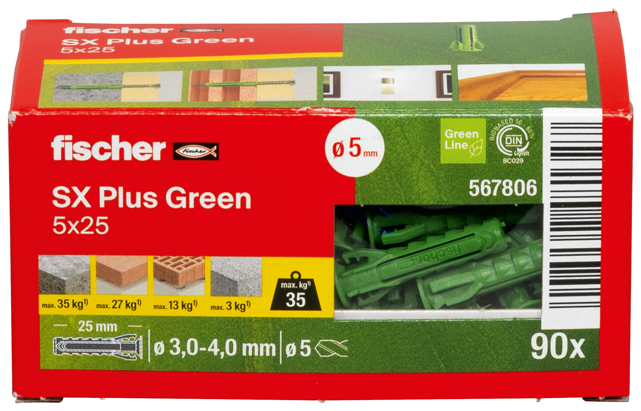fischer Expansion plug SX Plus Green 5 x 25